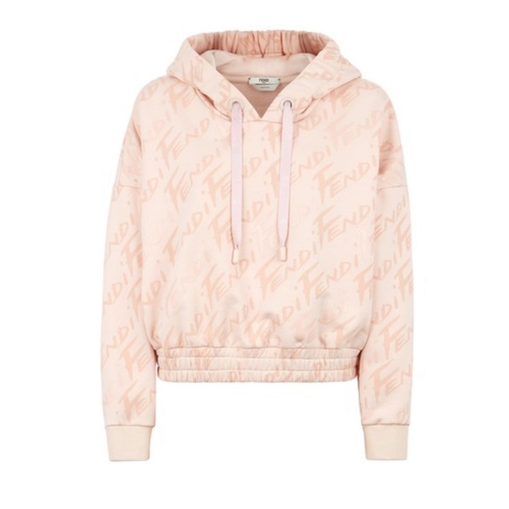 FENDI
Women's Brush Crop Cotton Logo Hoodie in Grace